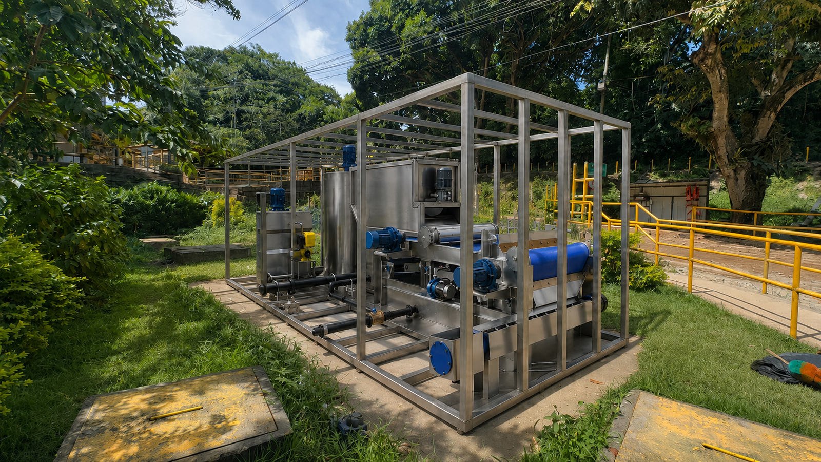 Tratamiento de lodos contenerizado con deshidratador tipo zaranda Synertech