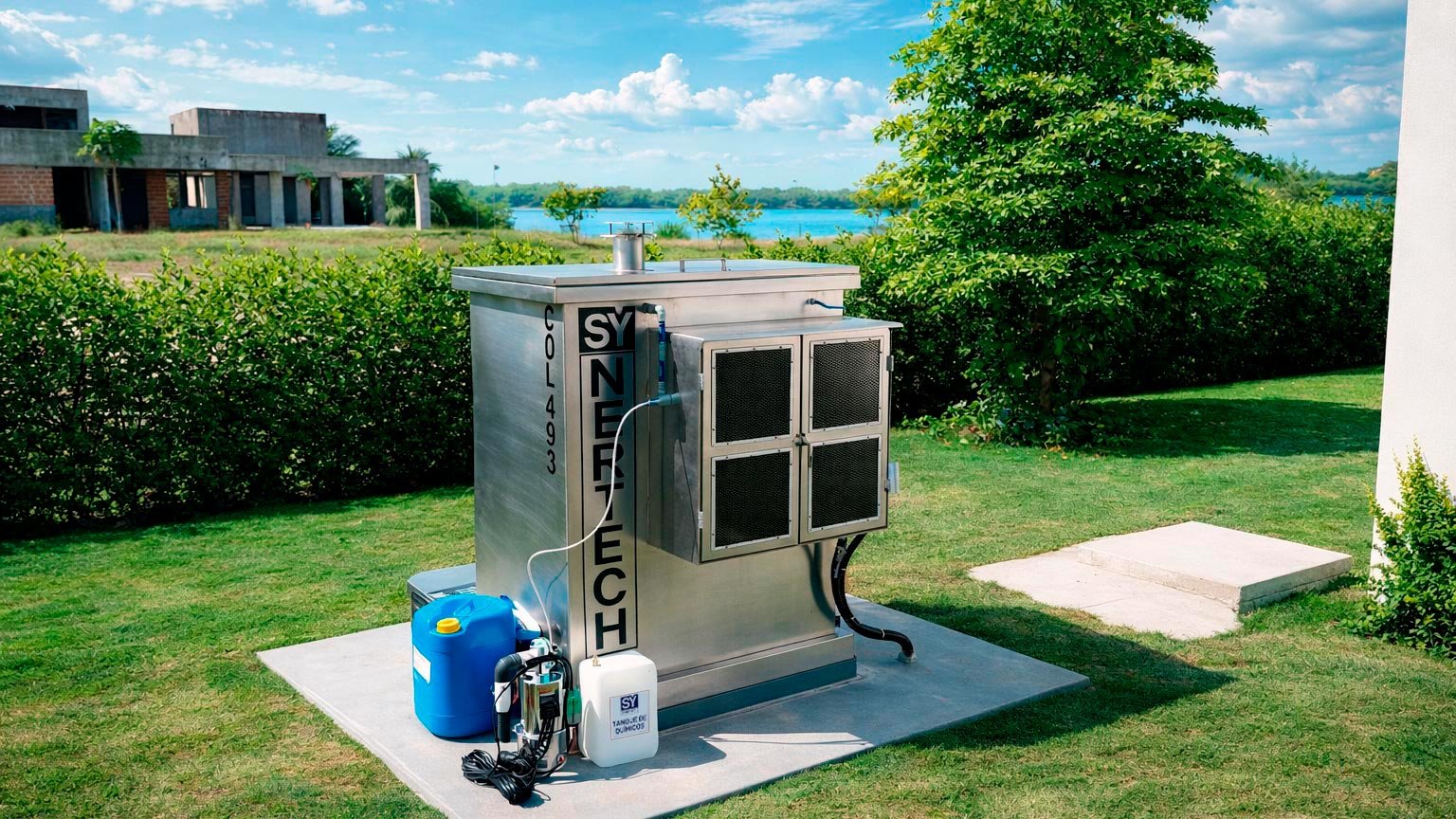 Planta de Tratamiento PTAR Minifamiliar SBR y MBBR en Acero Inoxidable | Syner Tech